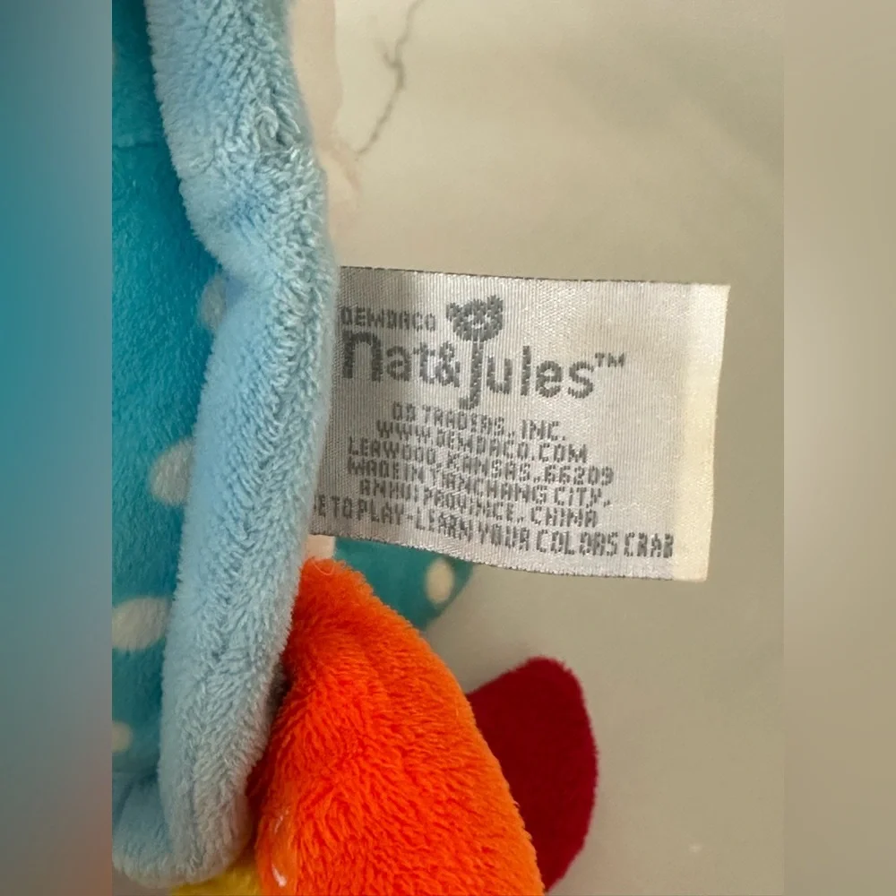 Learn Your Colors Crab talking light up Baby blue plush Stuffed Animal Nat Jules